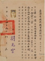台灣省政府教育廳證明書藏品圖，第1張
