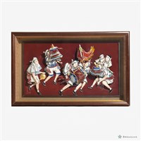 陳三火剪黏作品-跳鼓陣（含壓克力面及木框）藏品圖，第1張