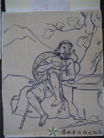 王保原司傅描繪蔡草如圖案之畫稿(李鐵拐)藏品圖，第1張
