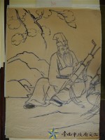 王保原司傅描繪蔡草如圖案之畫稿(張果老)藏品圖，第1張