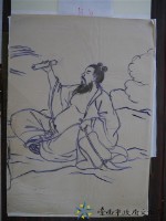 王保原司傅描繪蔡草如圖案之畫稿(漢鐘離)藏品圖，第1張