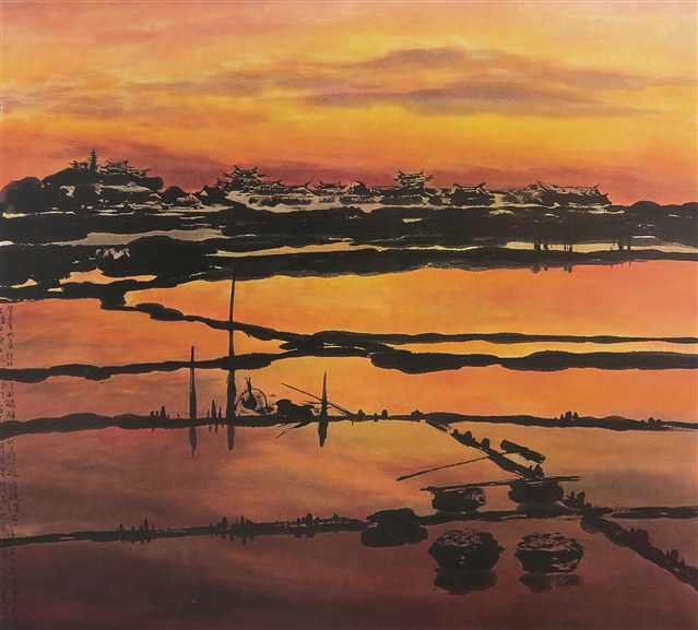 日落糠榔莊鹽岸夕照的圖片