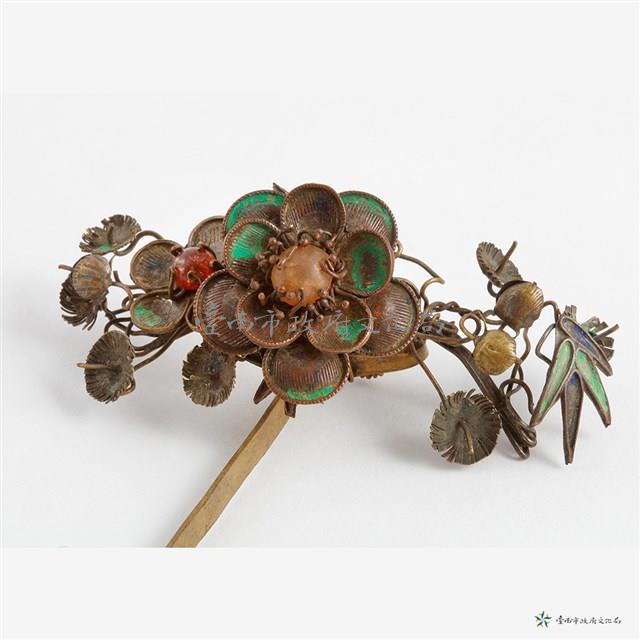 花開富貴銀髮簪藏品圖，第3張