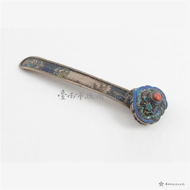 銀景泰藍髮簪藏品圖，第3張