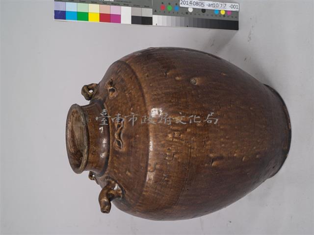 醬釉豎頸四繫帶把注壺藏品圖，第1張