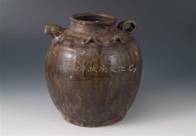 醬釉豎頸四繫帶把注壺藏品圖，第1張