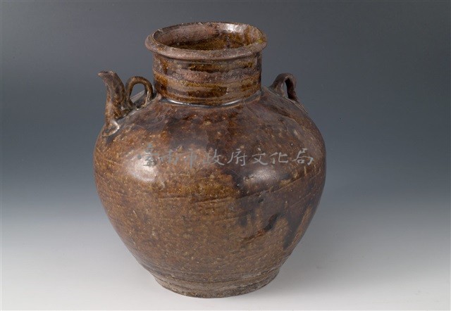 醬釉細頸雙繫注壺藏品圖，第1張