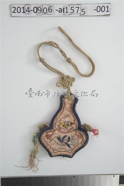 粉紅底葫蘆形花鳥紋煙絲袋藏品圖，第1張