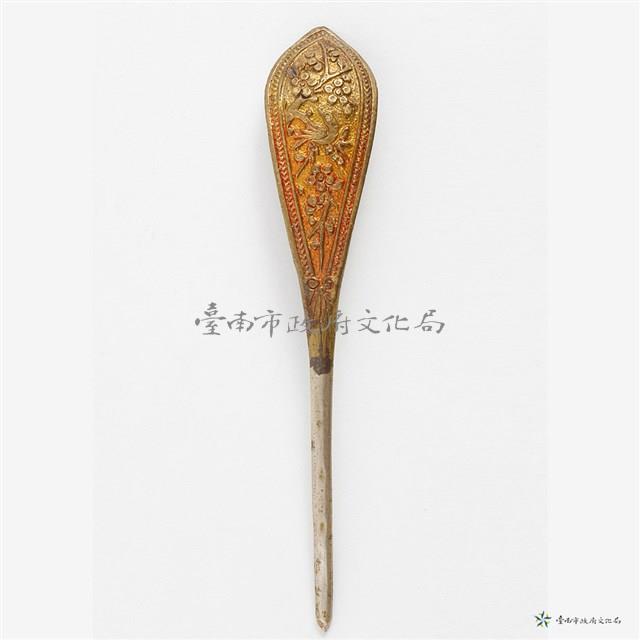 銀鎏金花鳥髮簪藏品圖，第1張