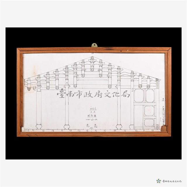 廟宇式（15 架疊斗式）後殿側面圖(1:20)圖稿藏品圖，第1張