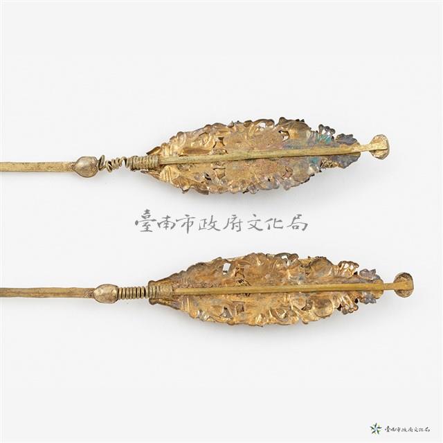 銀鑲寶石花草髮簪藏品圖，第4張