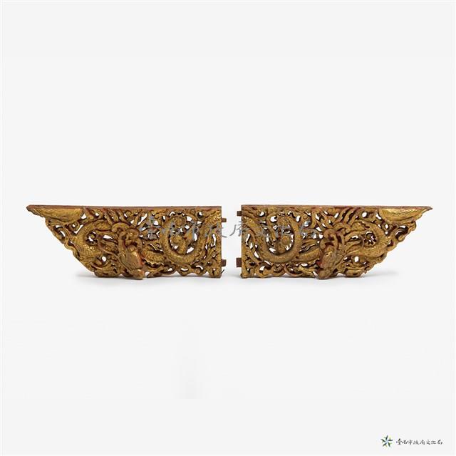 鏤刻金龍木片一對藏品圖，第1張