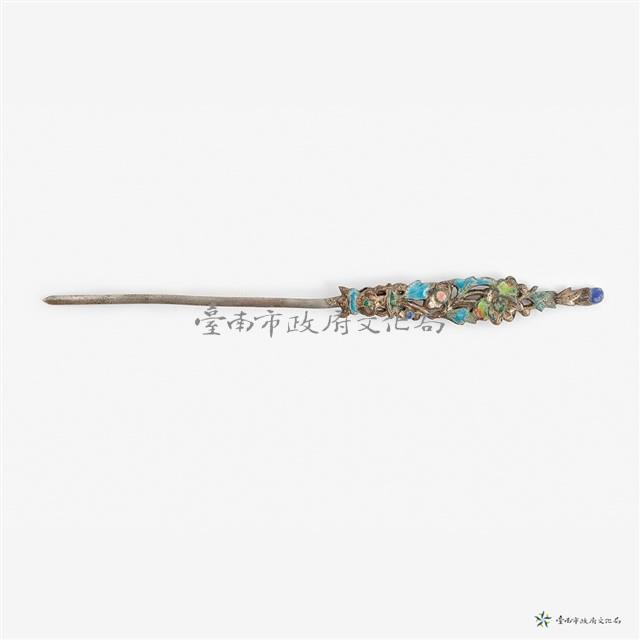 銀景泰藍髮簪藏品圖，第2張