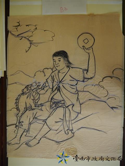王保原司傅描繪蔡草如圖案之畫稿(劉海)藏品圖，第1張