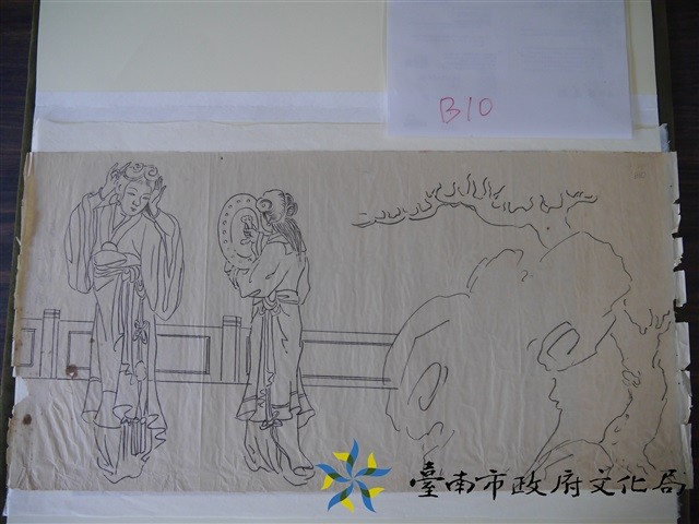 王保原司傅描繪陳玉峰圖案之畫稿(嫦娥)藏品圖，第1張