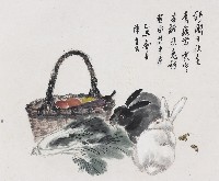 青蔬雙兔的圖片