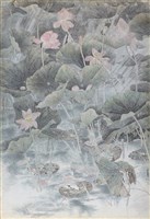 坐雨觀荷的圖片