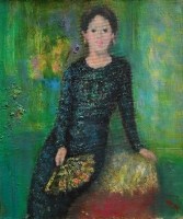 持扇的旗袍女子藏品圖，第1張