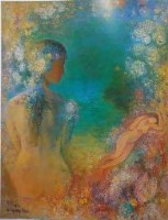 插花的少女(背面)藏品圖，第1張