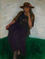 戴草帽的藍衣女子（美美）藏品圖，第1張