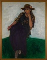 戴草帽的藍衣女子（美美）藏品圖，第3張