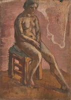 靠椅背上的裸女藏品圖，第1張