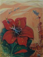 農村與佛桑花(朱槿花)藏品圖，第1張