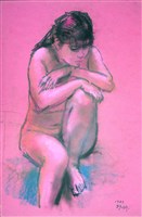 蜷坐沉思的裸女藏品圖，第1張