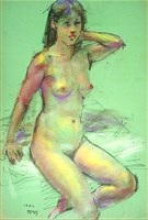 薄荷綠底裸女藏品圖，第1張