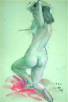 攏髮的跪姿裸女藏品圖，第1張