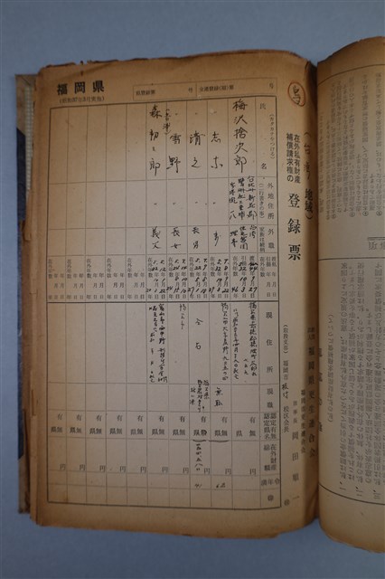 （台湾地域）在外私有財產補償請求権の登録票的圖片