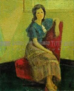 紅色沙發綠衣少女藏品圖，第1張