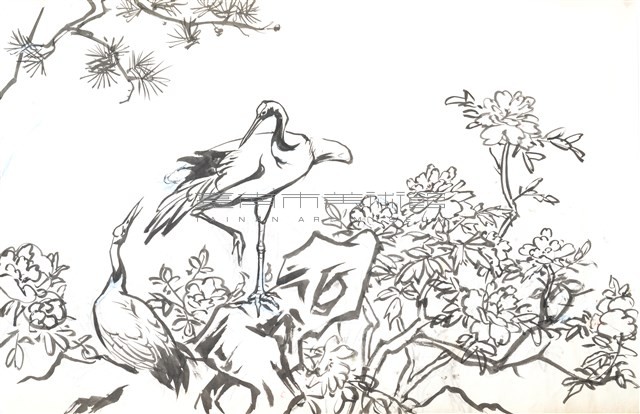 牡丹雙鶴藏品圖，第1張