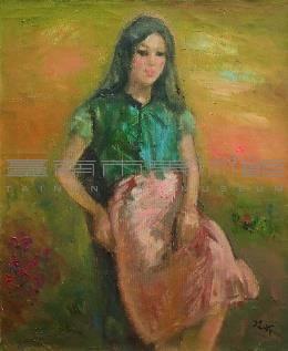 綠衣粉裙坐姿女子藏品圖，第1張