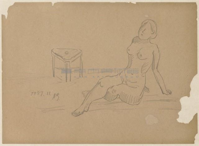 坐姿裸女速寫-27.11（103）藏品圖，第1張