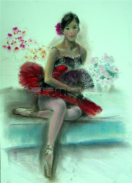 持扇的紅衣芭蕾少女藏品圖，第1張