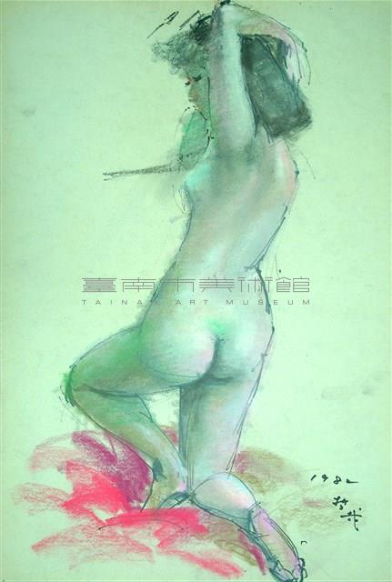 攏髮的跪姿裸女藏品圖，第1張