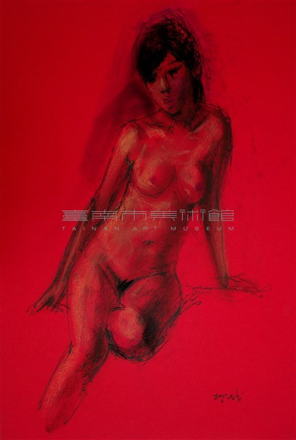 紅色背景的裸女藏品圖，第1張