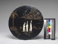 臺灣日月潭杵歌圓形木胎漆器掛飾藏品圖，第1張