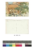 森月城-美術風景繪葉書明信片-廟前露店藏品圖，第1張
