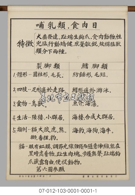 動物分類掛圖表解藏品圖，第4張