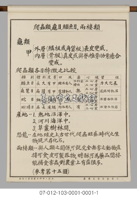 動物分類掛圖表解藏品圖，第16張