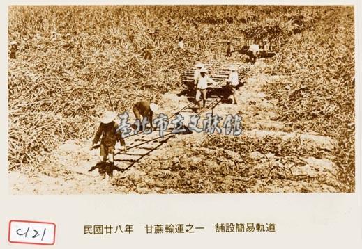 甘蔗輸運之一 舖設簡易軌道藏品圖，第1張