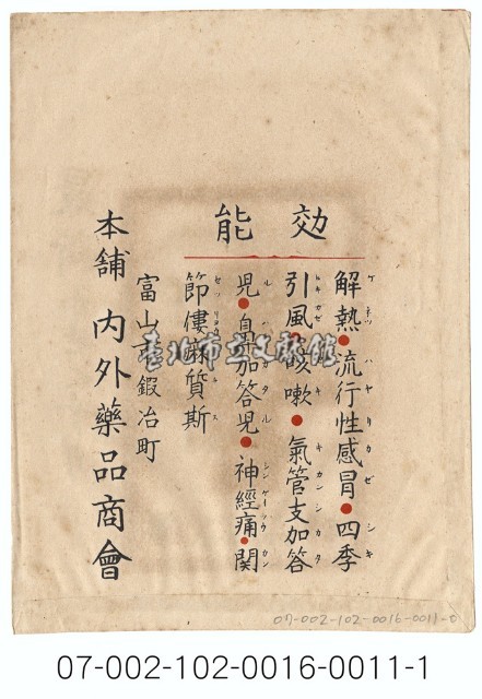 日本內外藥品商會感冒藥藥包紙袋藏品圖，第2張