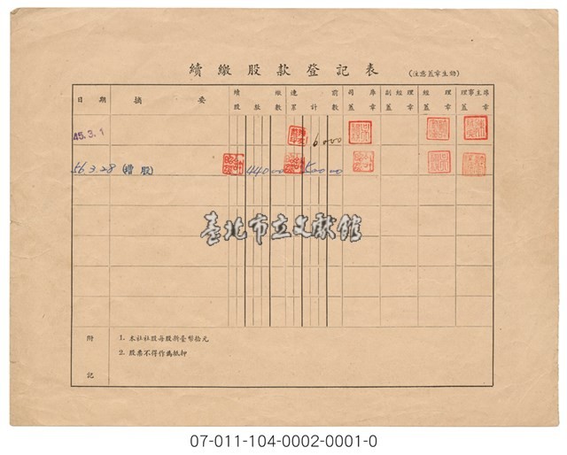 台北市第二信用合作社股票（臺北市第二信用合作社股票）藏品圖，第2張