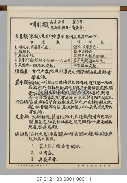 動物分類掛圖表解藏品圖，第9張