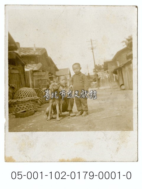 康樂里眷村生活照-兩名男孩與狗藏品圖，第1張