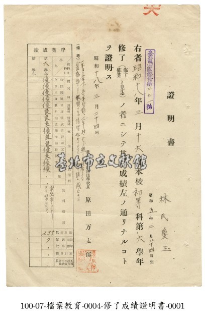 成績證明書藏品圖，第1張