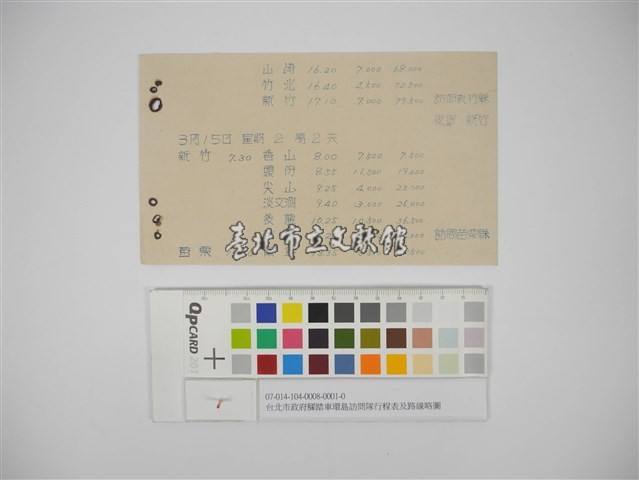 台北市政府腳踏車環島訪問隊行程表及路線略圖（臺北市政府腳踏車環島訪問隊行程表及路線略圖）藏品圖，第2張