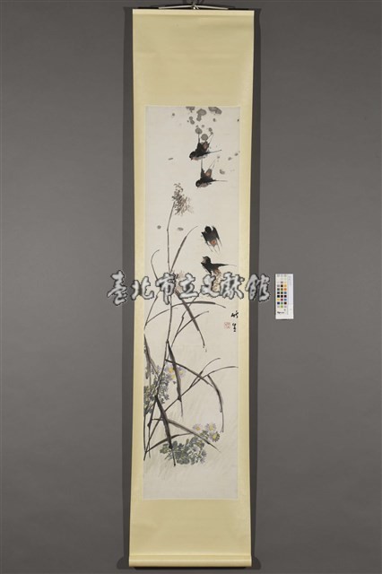 林竹生(雙雀牡丹圖、燕鳥蘆菊圖、雄雞秋菊圖、雀梅靈芝圖)藏品圖，第2張